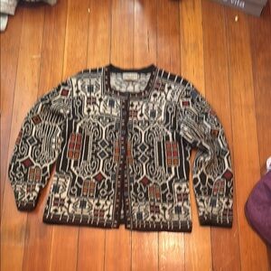 Geometric Patterned Sweater - Black and Red